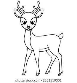 Adorable Christmas Reindeer coloring page! Perfect for kids holiday fun with simple outlines for easy coloring.Great for festive celebrations! #ChristmasDeer #ColoringBookForKids #ChristmasCelebration