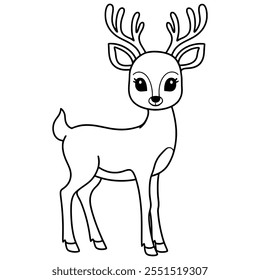 Adorable Christmas Reindeer coloring page! Perfect for kids holiday fun with simple outlines for easy coloring.Great for festive celebrations! #ChristmasDeer #ColoringBookForKids #ChristmasCelebration