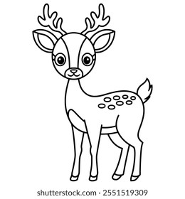 Adorable Christmas Reindeer coloring page! Perfect for kids holiday fun with simple outlines for easy coloring.Great for festive celebrations! #ChristmasDeer #ColoringBookForKids #ChristmasCelebration