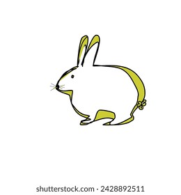 Adorable chubby bunny painted in minimalist style