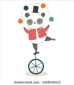 adorable circus panda illustration for personal project, background, invitation, wallpaper and many more