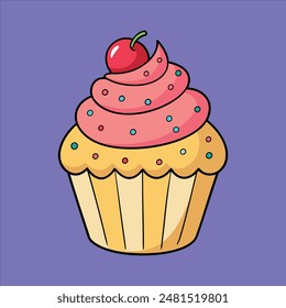 Adorable Clean Cupcake Colorful Vector Illustration