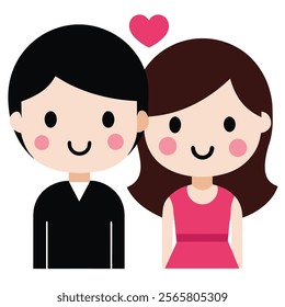 Adorable clipart of a couple showing romantic affection