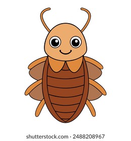 Adorable Cockroach Vector Illustration - Cartoon, Line Art, Clipart Design