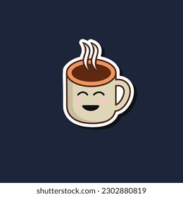Adorable Coffee Cup Cartoon Vector Illustration for t shirt sticker print. Flat style Cup character Icon Concept Isolated Vector. Cartoon coffee cup sign and symbol.