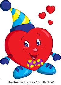 Adorable color illustration of a cute little boy-heart, in love, beautifully colored, for children's book or Valentine's Day card