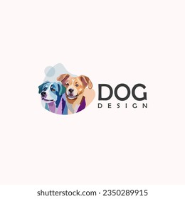 Adorable colored dogs logo watercolor