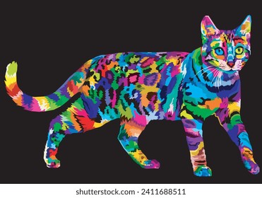 adorable colorful animal cat in style pop art