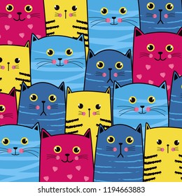 Adorable colorful cat pattern 