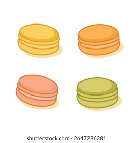 Adorable Colorful Macaron Set Illustration Featuring Pastel Tones and Cute Minimalist Style