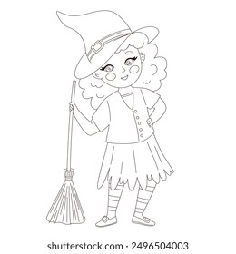 Adorable coloring pages featuring a cute witch. Perfect for kids activity coloring books