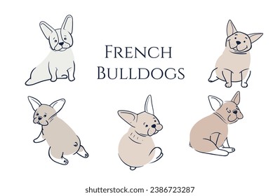 Adorable Companion Dogs: A whimsical collection of French Bulldog vector illustrations. Experience the playful elegance and unique personalities of these adorable pups in our art exhibit. 