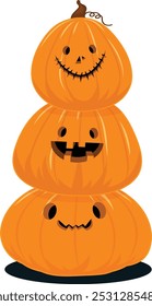 Adorable Composition of Cute Orange Pumpkins for Halloween - Vector File