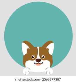 Adorable Corgi coming out of a circle shape