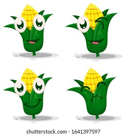 adorable corn mascot cartoon vector