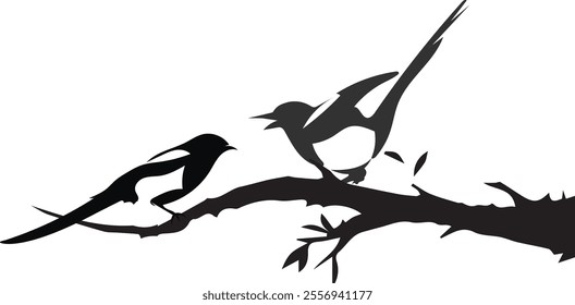 Adorable couple silhouette bird vector eps and illustrations