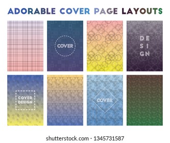 Adorable Cover Page Layouts. Adorable geometric patterns, bewitching vector illustration.