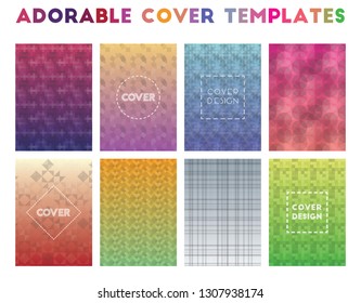 Adorable cover templates featuring alluring geometric patterns and classic vector illustrations.