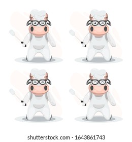 adorable cow chef mascot cartoon vector