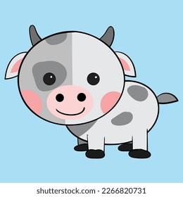 Adorable cow illustration with charming details, featuring a cute bovine character in a whimsical style. Perfect for children's books, farm-themed designs, and animal lovers. Hand-drawn with love.
