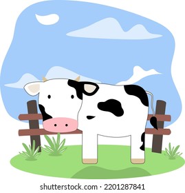 Adorable Cow In The Pasture Vector