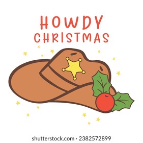 Adorable Cowboy Christmas Hat hand drawing, perfect for your festive Christmas greetings. Ideal for cards, decor, and more.