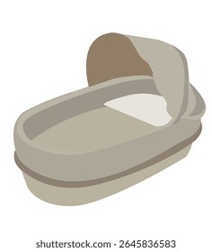 Adorable cradle. Removable cradle for a newborn baby stroller. Children's wicker cradle . Accessory for newborn's sleep.