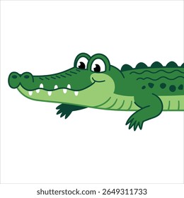 Adorável crocodilo desenhado à mão desenhado vetor arte. Charmoso animal de desenho animado perfeito para crianças produtos e desenhos de berçário.