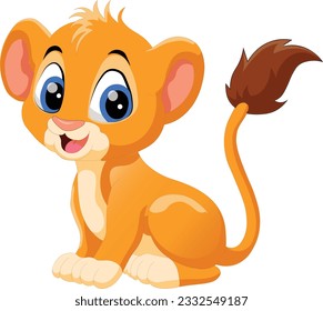 Adorable cub baby lion vector illustration, perfect for your design projects. This high-quality image captures the charm and innocence of a young lion cub, showcasing its playful nature. 