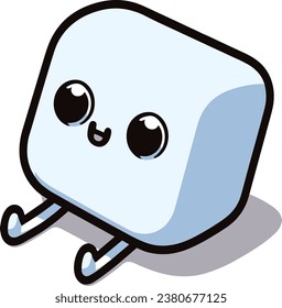 adorable cube with legs and eyes