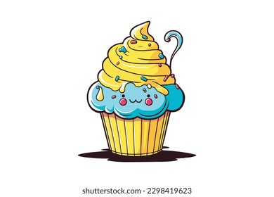 Adorable Cupcake Character - Cute and Colorful Vector Illustration