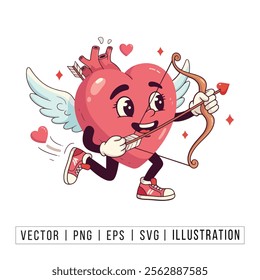 Adorable Cupid Heart Illustration - Fun and Playful Cartoon Art