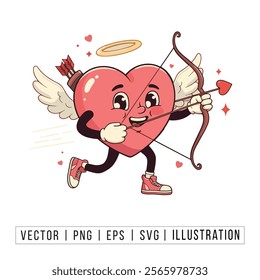 Adorable Cupid Heart Illustration - Fun and Playful Cartoon Art