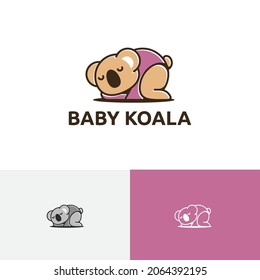 Adorable Cute Baby Koala Sleeping Kid Children Logo