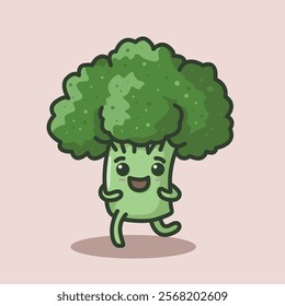 Adorable Cute Broccoli Vegetable Character Illustration
