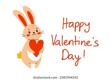 An Adorable Cute Bunny Celebrating Valentines Day with a Joyful and Happy Spirit Together