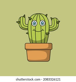 Adorable cute cartoon cactus. Vector illustration