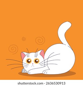 An Adorable and Cute Cartoon Cat Featured on a Bright and Cheerful Orange Background