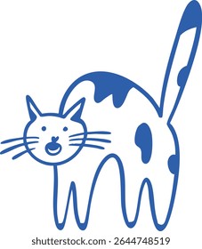 An Adorable and Cute Cartoon Cat Illustration is beautifully Featured in a Vibrant Blue Color Scheme