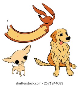 Adorable and Cute Cartoon Dogs Featuring a Banner, Perfect for PetThemed Designs and More.Vector illustration. Pet shop