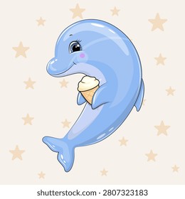 Adorable Cute Cartoon Dolphin