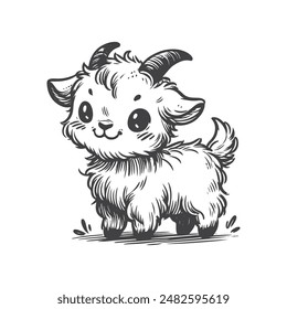 Adorable Cute Cartoon Goat Illustration
