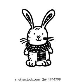 An Adorable and Cute Cartoon Rabbit Wearing a Scarf for Creative Winter and Spring Designs