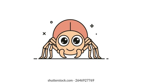 Adorable Cute Cartoon Spider Character With Big Eyes and Smiling Face for Childrens Book Illustrations and Designs