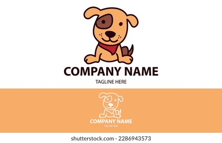 Adorable Cute Cartoon Style Dog Smile Logo Design