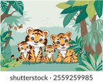 Adorable cute cartoon tiger illustration