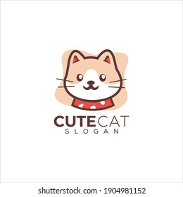 adorable cute cat logo design