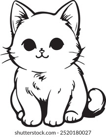 An Adorable Cute Cat Silhouette Vector With White Background