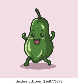 Adorable Cute Chayote Vegetable Character Illustration