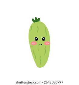 Adorable cute cucumber emoticon element stock design. baby cucumber variant face expression 